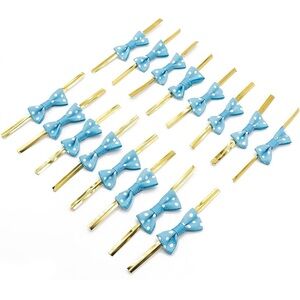Blue Ribbon Bow Twist Ties 40 Pcs